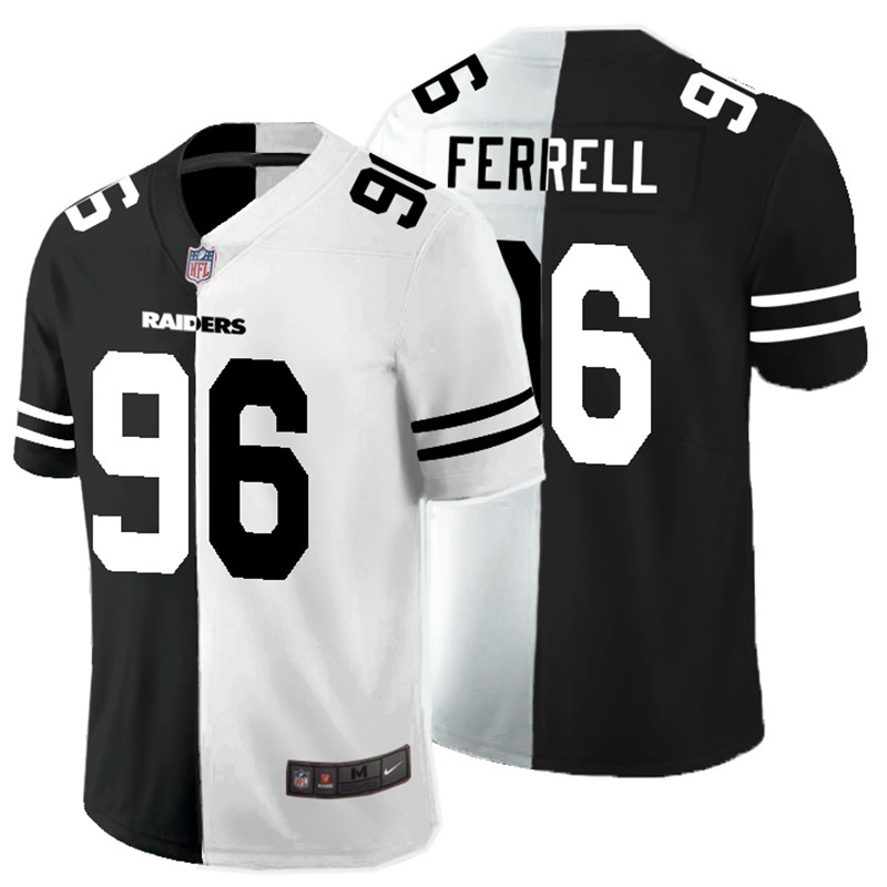 Men's Las Vegas Raiders Black & White Split #96 Clelin Ferrell Vapor Untouchable Limited Stitched Jersey